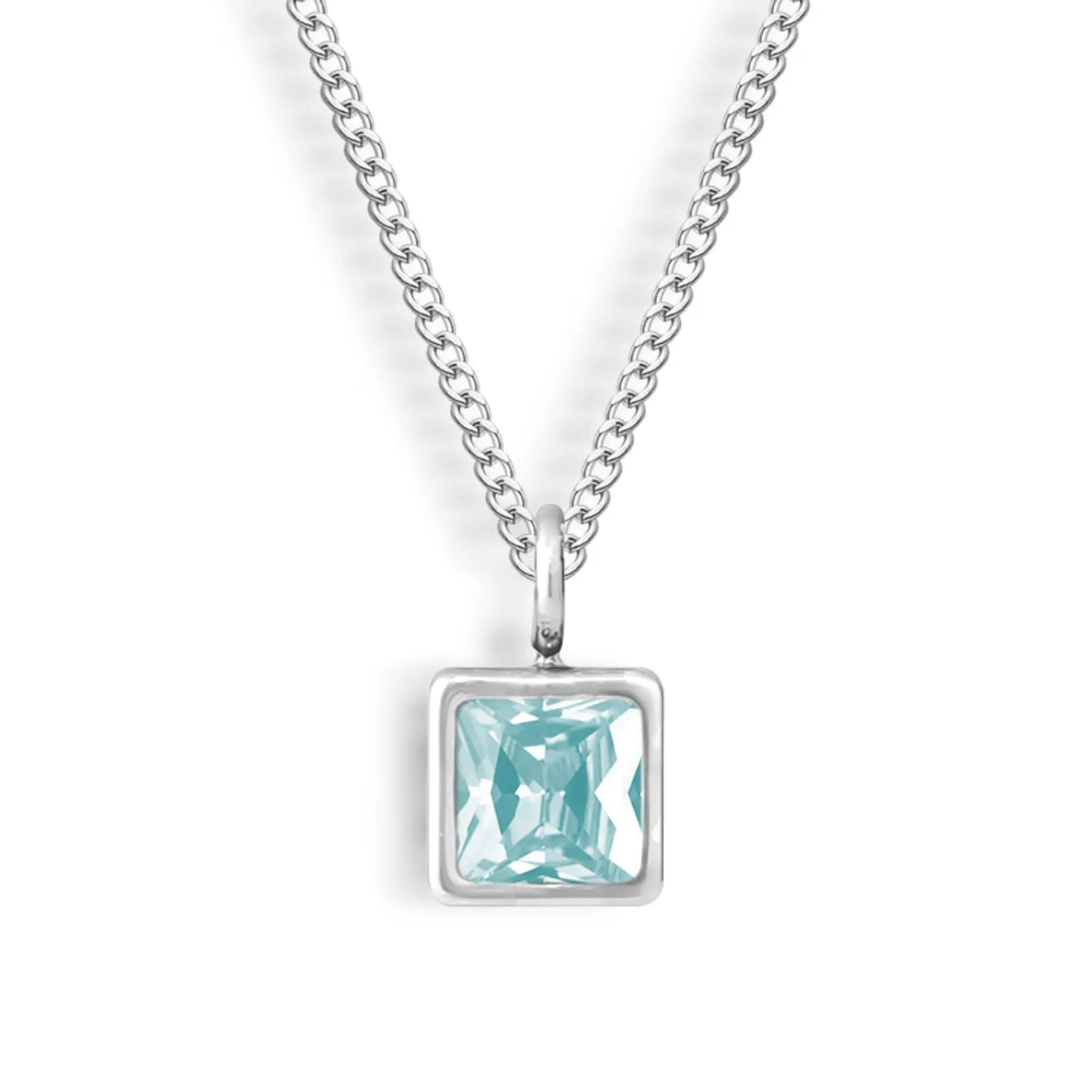 Silver Waterproof, Blue Topaz - December CZ