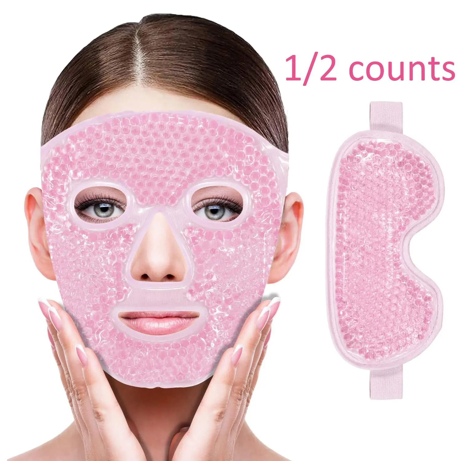 1/2counts Gel Cooling Ice Face Eye Mask Hot Cold Compress Pack Gel Beads, Face care, Soothing, Relaxing, Dark Circles, Face SPA For Woman Sleeping, Sleep Masks, Eyemasks For Sleeping, Pressure, Fabric Back Freezable, Skin Care