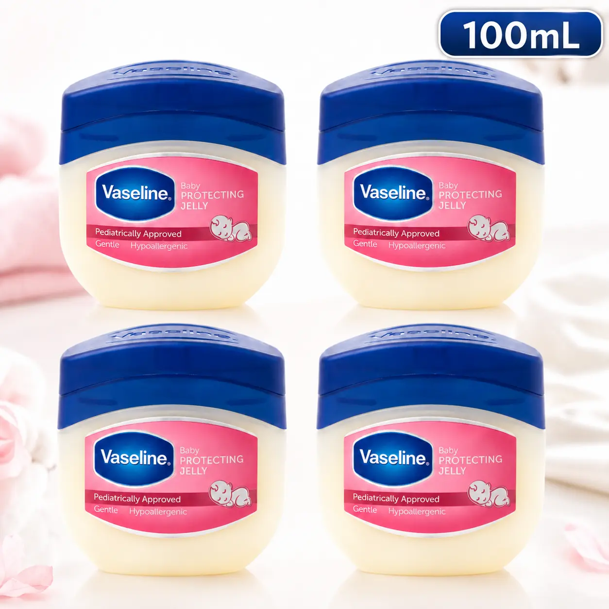 Vaseline Sensitive Protecting Jelly Value Bundle (100ml / 3.4oz) Hypoallergenic Pediatrically Approved Gentle Skin Protectant - Light Hydrating Moisturizing Petroleum Multipack Set Bulk