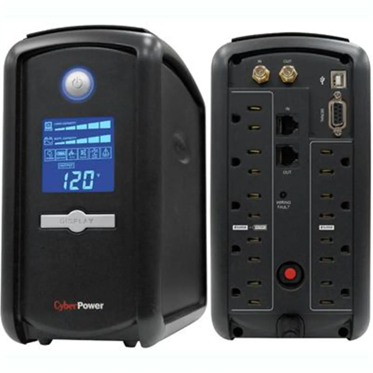 Cyberpower 850VA 510W Greenpower UPS with Batteries, 120V Automatic Voltage Regulation, Ultra-Quiet Intelligent LCD Diagnostic Display, Multiple Outlets, RJ11/45 & Coax Surge Protection for Home Offices & PC Workstations (10.5" x 4.2" x 8.8")