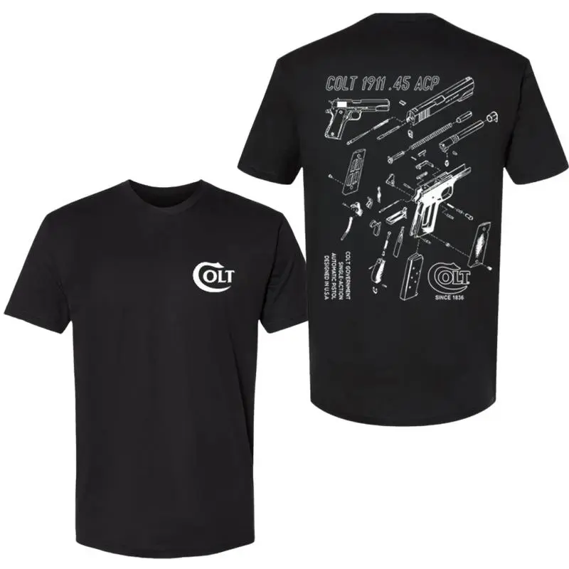 Colt 1911 .45 ACP T-Shirt, Exploded View Pistol Diagram Shirt, Hoodie - For Everyone - Pick Your Shade - Choose Your Fit - Pick Your Look