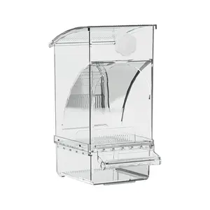 Vivi Pet No Mess Automatic Bird Feeder, Clear Acrylic Parrot Food Container with Perch - Smart Bird Cage Accessories for Budgies, Parakeet, Lovebirds