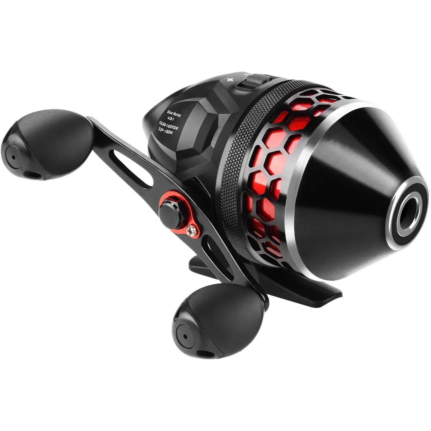 Brutus Spincast Fishing Reel,Easy to Use Push Button Casting Design,High Speed 4.0:1 Gear Ratio,5 MaxiDur Ball Bearings, Reversible Handle for Left/Right Retrieve, Includes Monofilament Line.