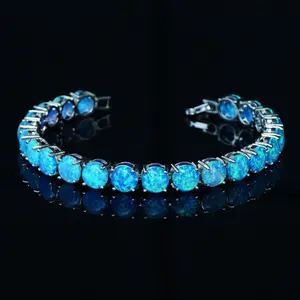 Natural Blue Opal Tennis Bracelet, October Birthstone, Opal Jewelry, Opal Bracelet- Perfect Birthday or Anniversary Gift - October Birthstone - Opal Jewelry - Unisex Gift