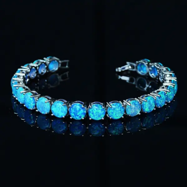 Natural Blue Opal Tennis Bracelet, October Birthstone, Opal Jewelry, Opal Bracelet- Perfect Birthday or Anniversary Gift - October Birthstone - Opal Jewelry - Unisex Gift