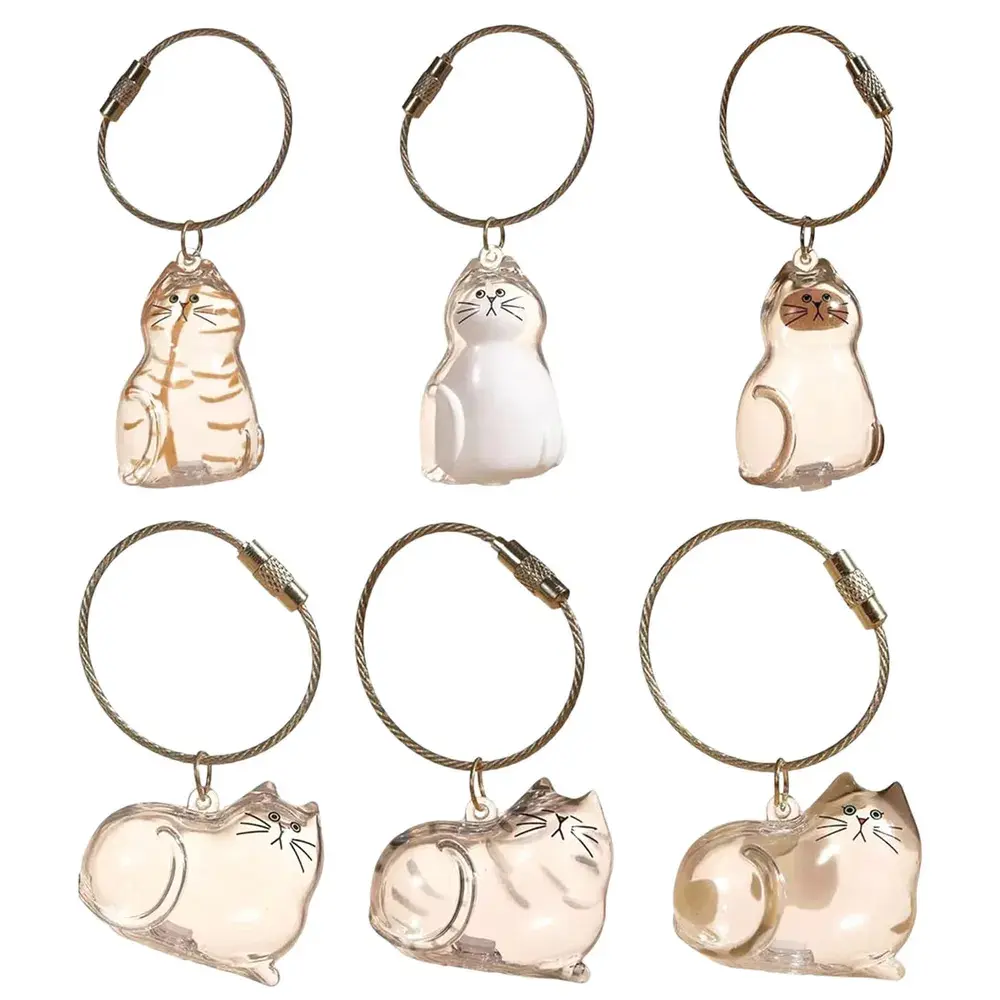 6-Piece Cat Hair Memorial Pendant Set - Soft Fur Capsule Pet Keepsakes, Portable Keychain Charms for Cat Lovers