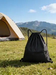 Unisex Waterproof Drawstring Backpack, Lightweight Sports Sack with Zipper Pocket, Multicolor Unisex Gym Bag for Men and Women