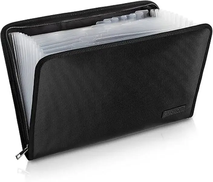 ENGPOW Fireproof Safe Storage Document Bag - Multi-Pocket File Folder with 13 Pockets, Fire & Water Resistant Organizer, Portable Zipper Fly for Cash, Passport, Certificates