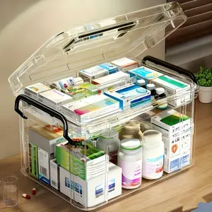 Double Layer Waterproof Transparent PVC Medicine Storage Box, Durable Plastic Organizers, Easy Access, Perfect for Outdoor and Home Use, Travel Friendly Design