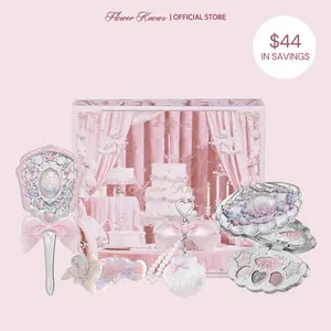 Flower Knows Lunar Luster Spellbook Set, Shell's Jewel Collection Eye Makeup Set, With Highlighter, Mirror, and Hair Clip, Longlasting, High Pigment, Best Gift For Holiday, #Summervibes