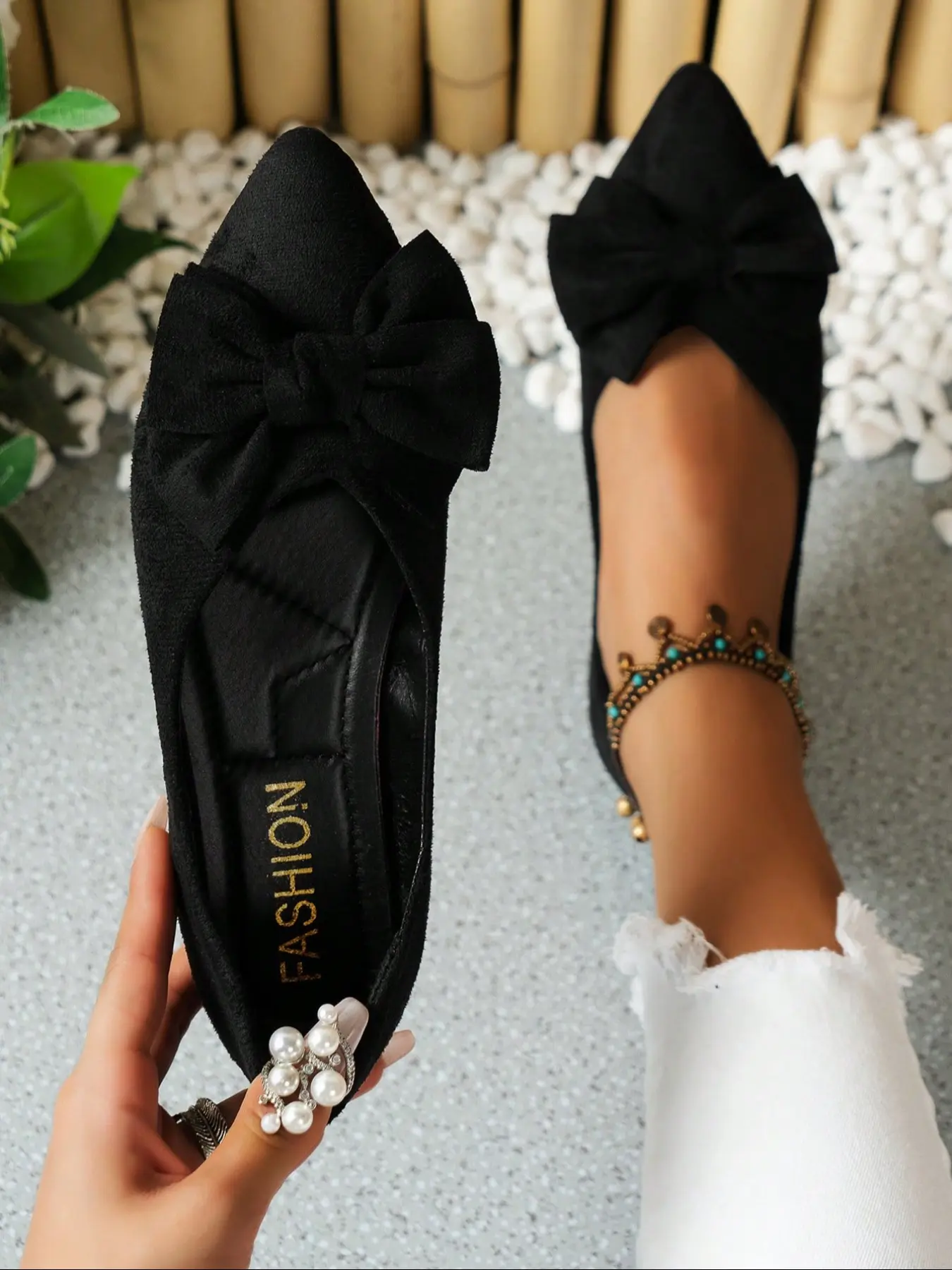 Women's new pointed-toe flat shoes, Bowknot design shoes, for everyday casual wear, featuring a large bow design, suitable for a variety of occasions, comfortable slip-on design, making them the gift choice, Bowknot Design Flats, Summer Flat