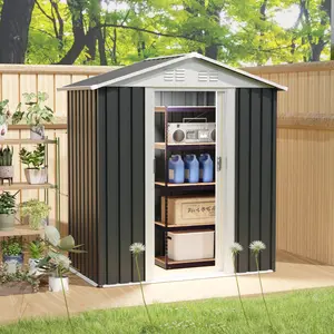 Outdoor Sheds 5FT x 3FT Outdoor Storage, Metal Anti-Corrosion Utility Tool House with Lockable Door & Shutter Vents，Outdoor Waterproof Garden Tool Metal Storage Sheds
