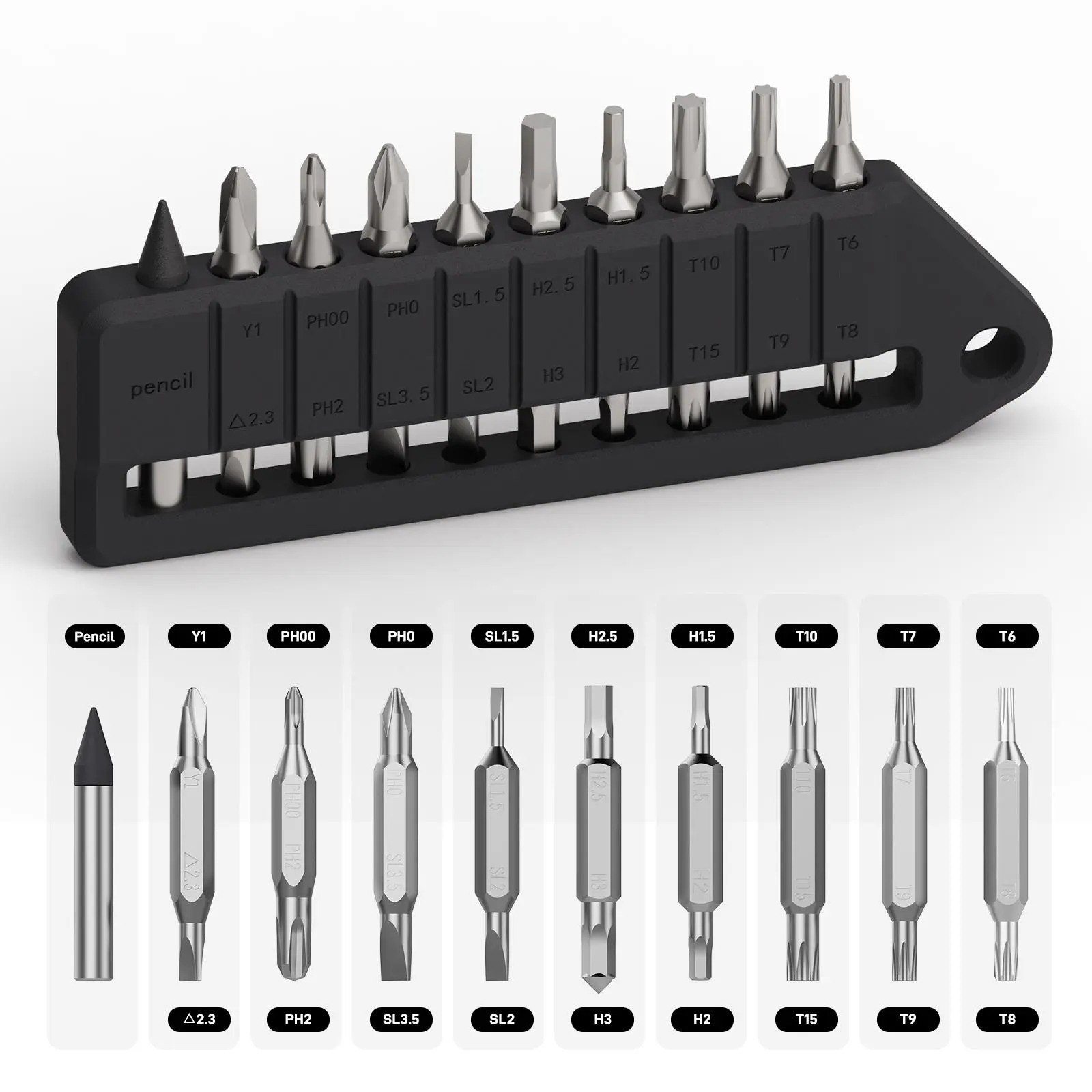 OKNIFE MBS1 Magnetic Multipurpose Screwdriver Set (9PCS) - 4mm Hex S2 Tool Steel Double-Ended Bits, Switchable Shape, Portable for D1/U1 Pro Series Hex Nut Torx Drivers, Summerfinds, Switchable Screwdriver Shape