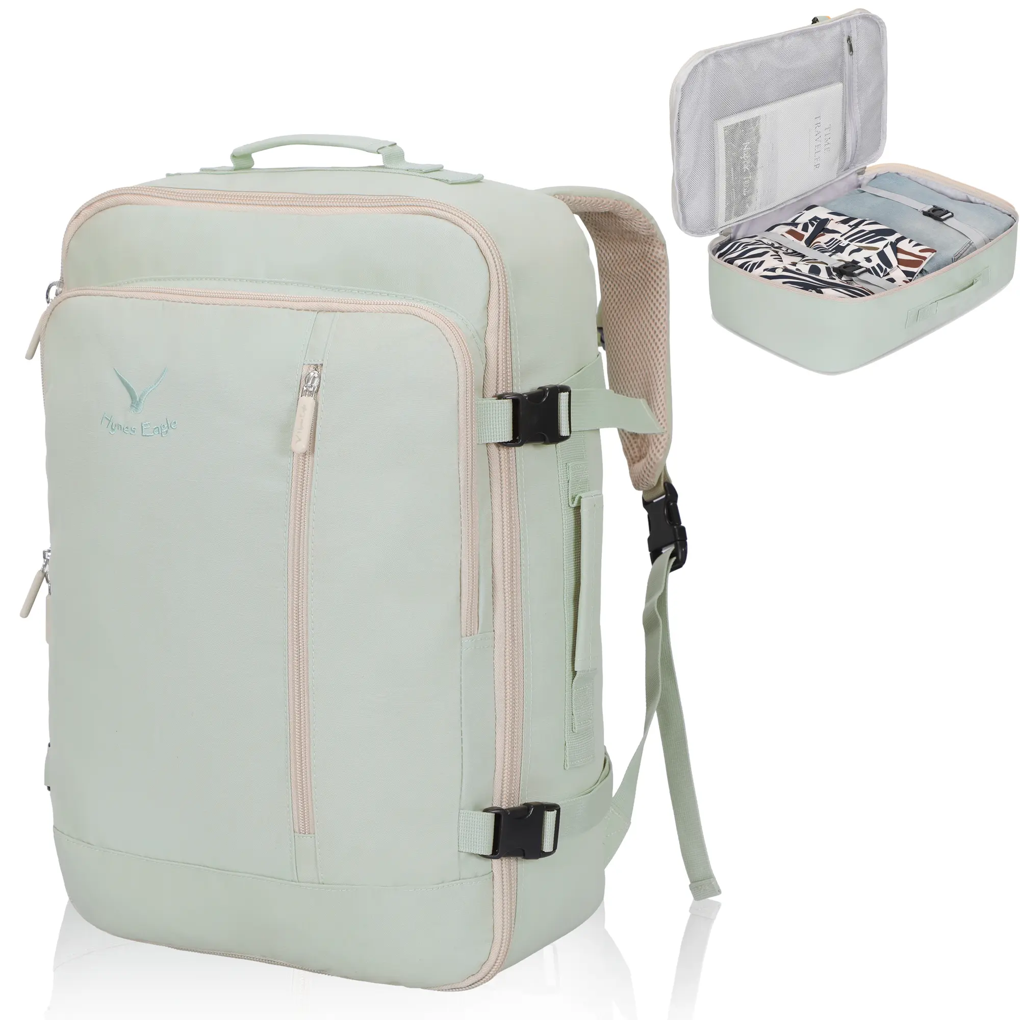 HYNES EAGLE 38L Compact Travel Backpack, 20 x 13 x 8 inch Flight-Approved Carry On, Water-Resistant Polyester with Padded Laptop Sleeve and Trolley Sleeve, Synthetic, On The Road, Pack My Bag With Me, Travelers, Cold Wash