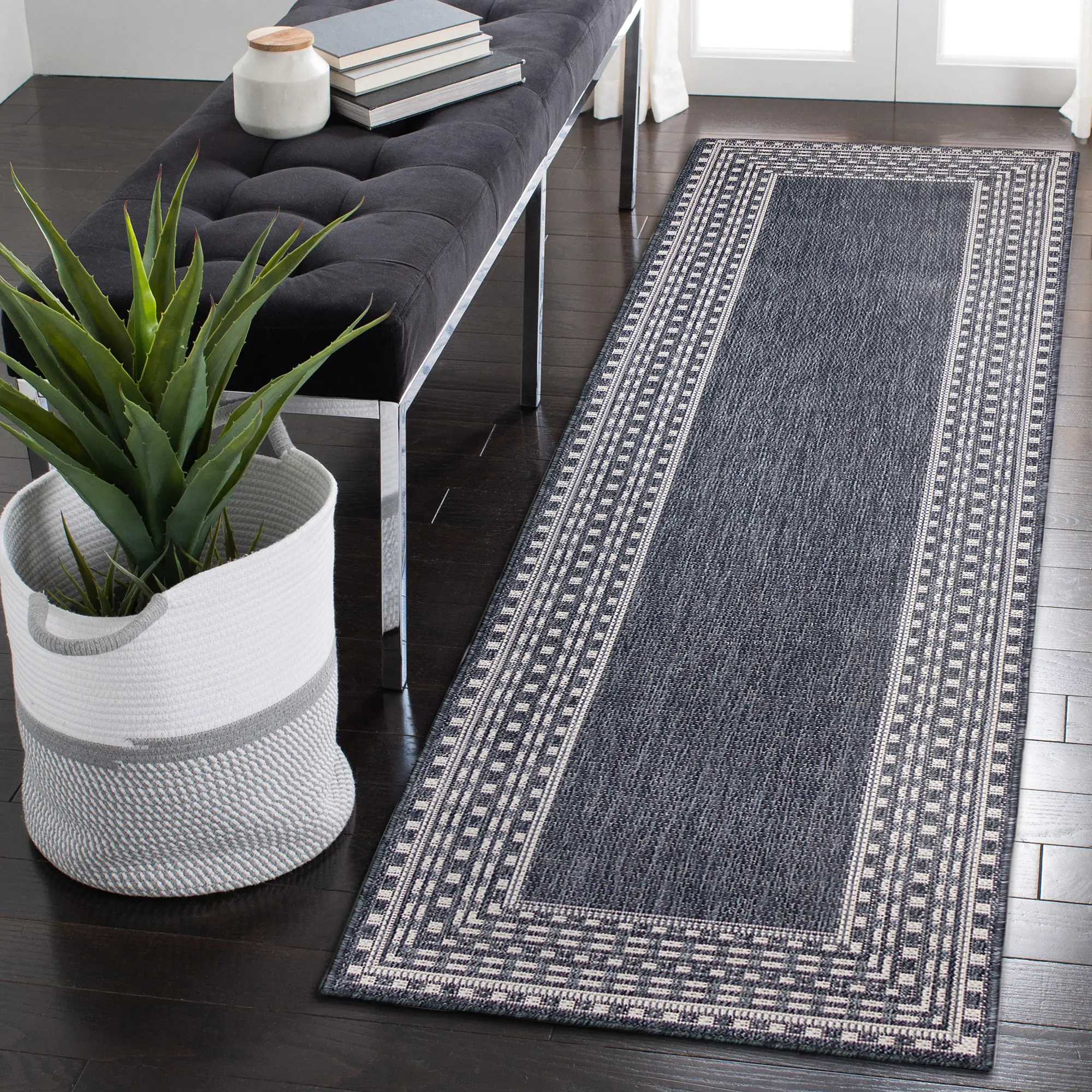 Lush Decor MALIBU Anti-Slip Mat Area Rug - Indoor/Outdoor, Power Loomed Synthetic Blend, Low Profile, Traditional Etched Border, Bold Colors and Patterns Casual Carpet, Anti-Slip Mat Area Rugs, Bold Colors And Patterns Area Rugs
