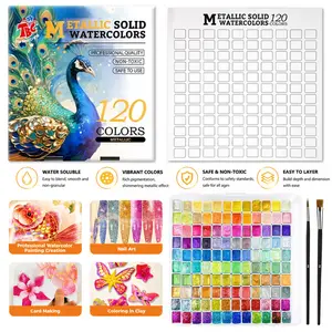 TBC The Best Crafts Metallic Solid Watercolor Set with Palette - Art Supplies, Art Stuff - Ideal for Travel, School, Suitable for Adult Beginners & Professionals,summerwins