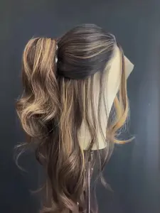 Natural 26-Inch Wavy Wig, Gradient Highlight, Soft Body Wave, 180 Density Lace Front, Heat Resistant, Daily Use, Women's Wig