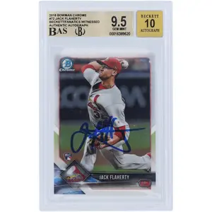 Jack Flaherty St. Louis Cardinals Autographed 2018 Bowman Chrome #72 Beckett Fanatics Witnessed Authenticated 9.5/10 Rookie Card - Fanatics Authentic Certified