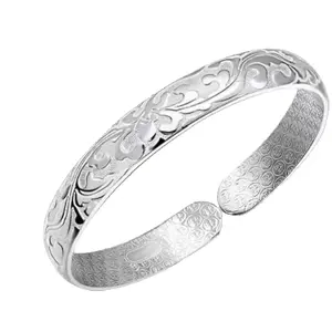 925 Sterling Silver Cuff Bangle Bracelets Adjustable Jewelry Fashion Simple Open Bangles Cuff Jewelry for Women Mom Wife Mothers Day Valentine Gift Elegant Jewelry Bracelet