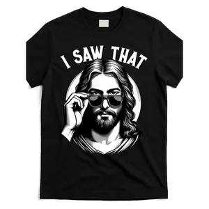 Funny I SAW THAT Jesus Meme T-Shirt - Heavyweight 220GSM Cotton Tee with Modern Jesus & Glasses Design, Christian Humor Church Outfit, Unisex Casual Streetwear Shirt (S-XXXL) - Perfect Gift for Religious Satire Fans