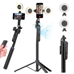Smart AI Face Tracking Selfie Stick Tripod Rotating Stand 70" Phone Holder w/Camera Lens Fill Light Remote Gesture Control Auto Follow for TikTok YouTube Live Pro Creator Vlog Essentials