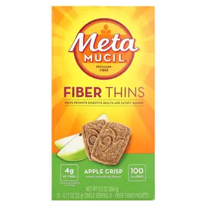 Metamucil Fiber Thins, Apple Crisp, 12 Packets, 0.77 oz (22 g) Each