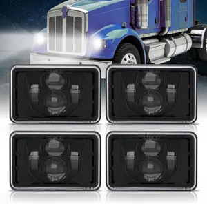 4Pcs 4x6 Led Headlights DOT Approved Peterbilt 379 Headlights Compatible With H4656 H4651 H4652 H4666 H6545 Headlight Replacement for Freightliner Kenworth Oldsmobile Cutlass Trucks