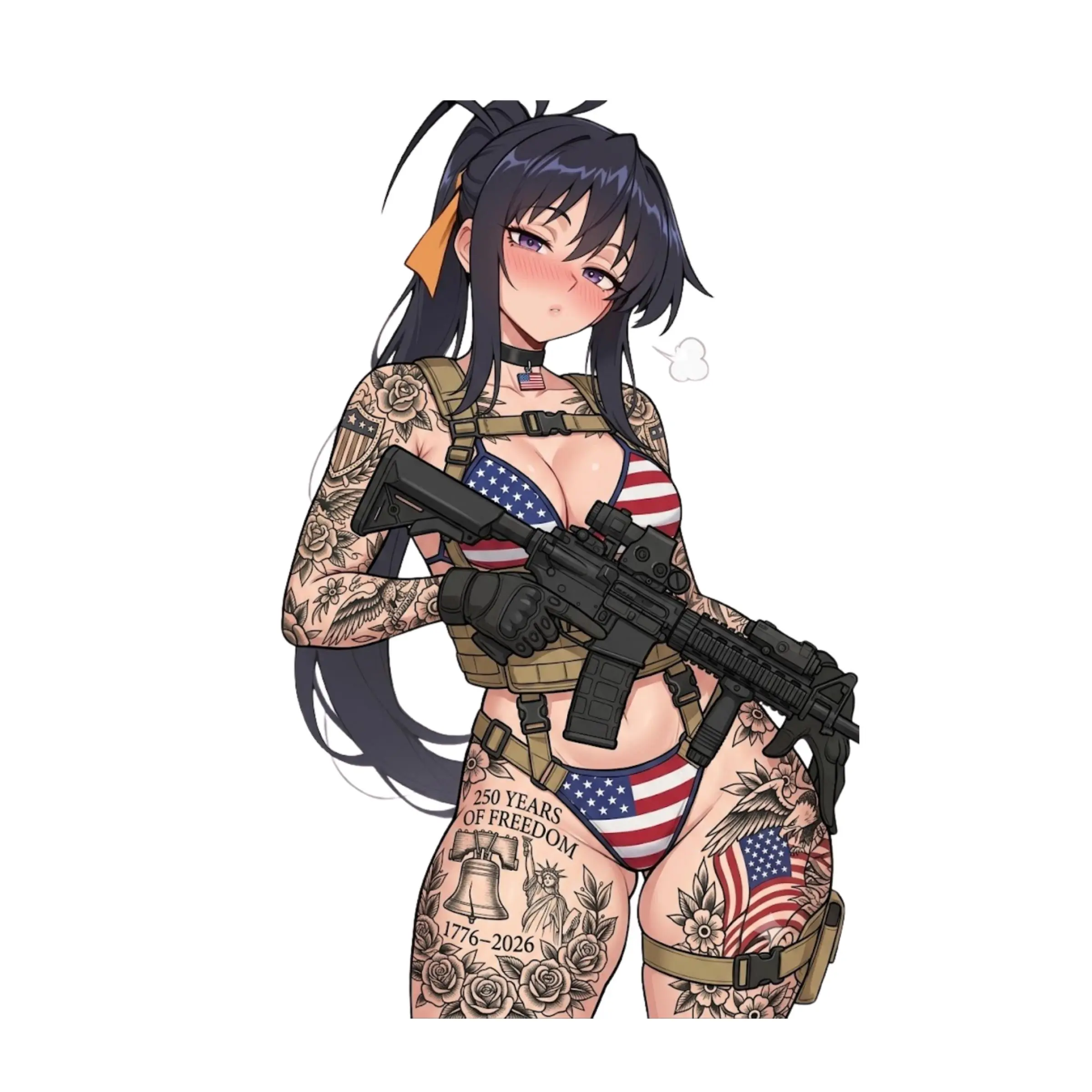 Tactical Akeno Patriots Sticker, USA 250 Freedom Decal, Patriotic Military Style Vinyl Sticker