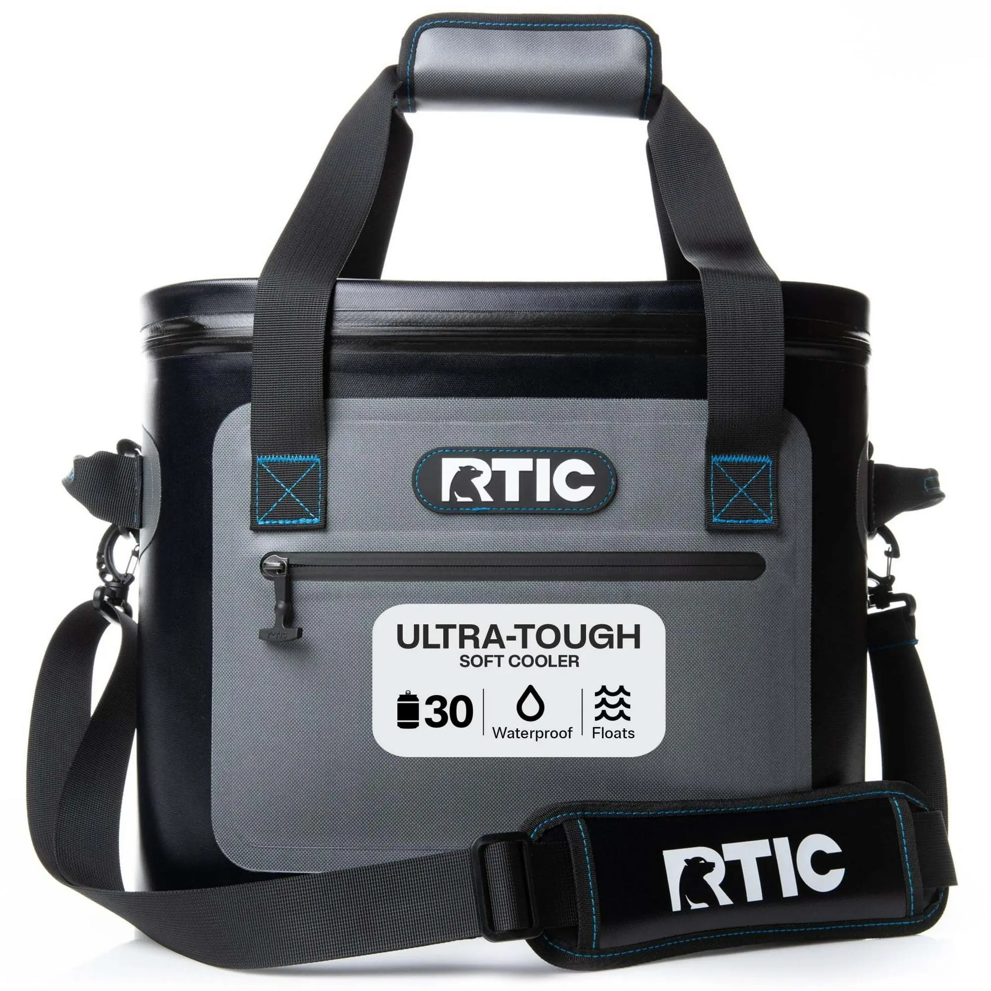RTIC 30-Can, 20 Qt, Ultra-Tough Soft-Sided Cooler, Leakproof, Waterproof, Blue / Grey RTIC 30-Can, 20 Qt, Ultra-Tough Soft-Sided Cooler, Leakproof, Waterproof, Blue / Grey