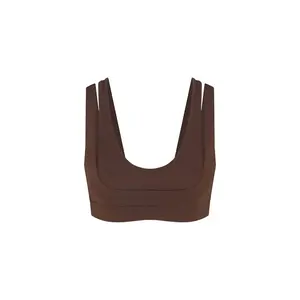 Nike x SKIMS Women's Matte Double Strap Scoop Bra Dark Sepia (women) by StockX