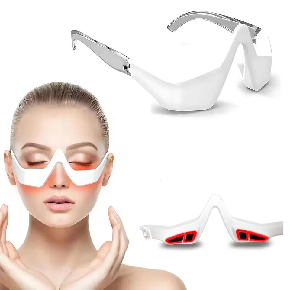 630/850nm Red Light EMS Eye Massager - At-Home Anti-Aging Under-Eye Therapy Device with Heat & Vibration, Skin-Safe Lightweight Design, Ideal Christmas Skincare Gift for Dark Circles & Puffiness