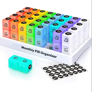 Monthly Pill Organizer 30 Day AM PM BPA Free Travel Pocket Case for Medication Vitamins Supplements with Secure Snap Shut Design Durable Labels & Non-Toxic ABS Material tiktokshopspringglowup