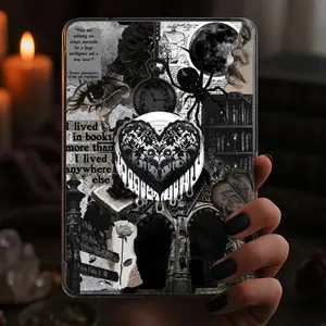 Gothic Black Lace Heart Dark Romance Kindle Grip Dark Romance Magnetic Holder Gothic Bookish Popsocket, Phone Grip, Kindle accessory, Phone Holder, Kindle Grips, Book Lover E-reader Magnetic Pop Socket