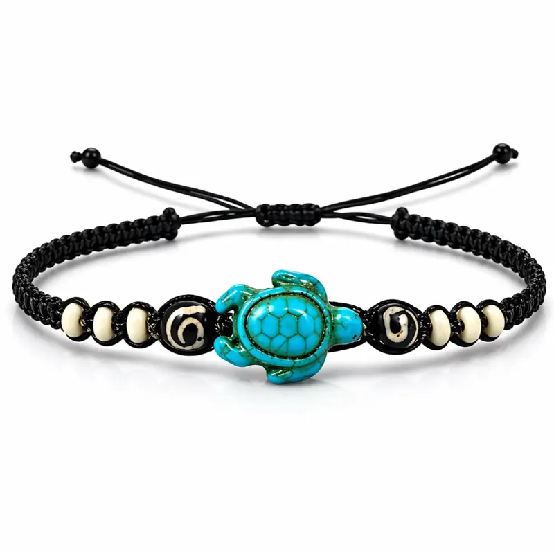Turtle Macrame Bracelet Hemp Handmade Reggae Jamaican Hawaiian Style