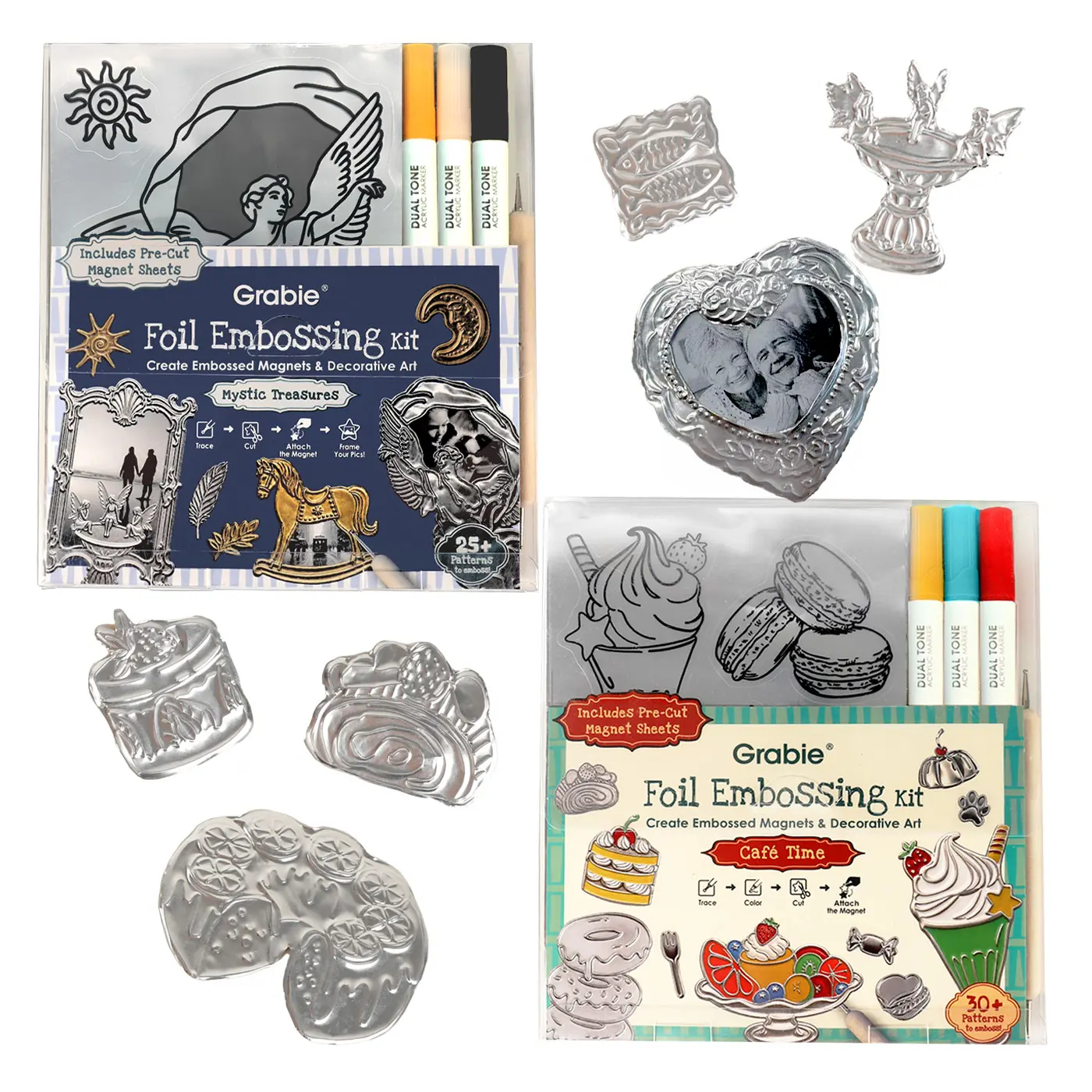 Grabie DIY Metal Foil Embossing Art Kit - High-Detail Magnet Making Set for Fridge Magnets, Create Art Craft Supplies for Office Stationery