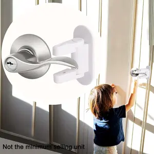 Matenf Childproof Design Door Lever Lock (2 Pack) Prevents Toddlers Pets From Opening Doors, Door Handle Lock for Babyproofing, Safety, Durable Safe ABS Material Strong Adhesive, No Drill Tool Needed Easy to Install