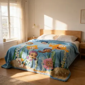 New models Flannel cartoon style,Soft Lightweight Cartoon Flannel Children Ocean Guppies themed blanket for Kids,Cute Funny Throw Blankets for Bed Sofa Couch,Cartoon blanket, children's birthday gift,