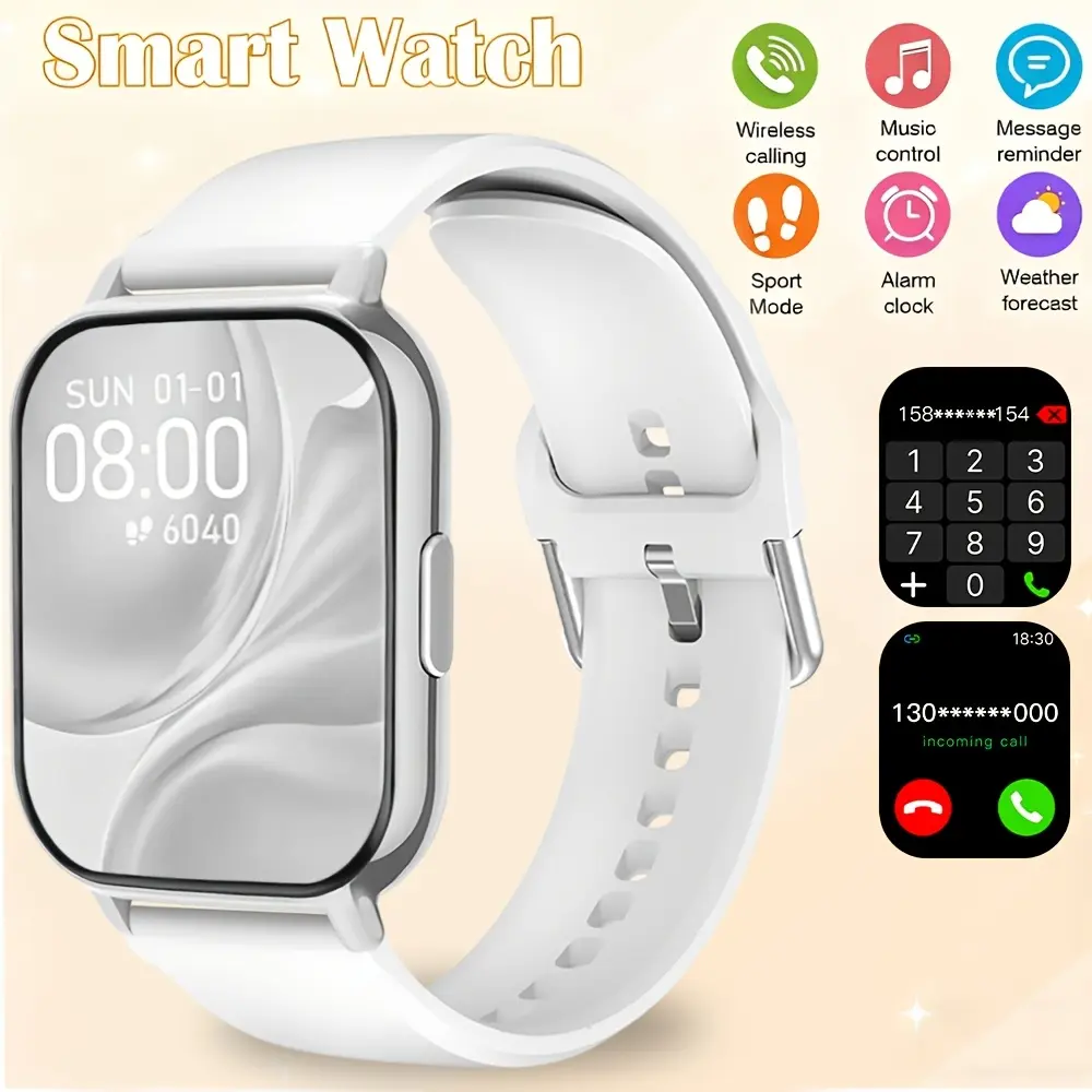 2026 model smartwatch features an LED display, over 100 sports modes, a 180 mAh battery, multimedia display functionality, a pedometer, fitness tracker, and compatibility with iOS and Android systems. watch cover multifunctional