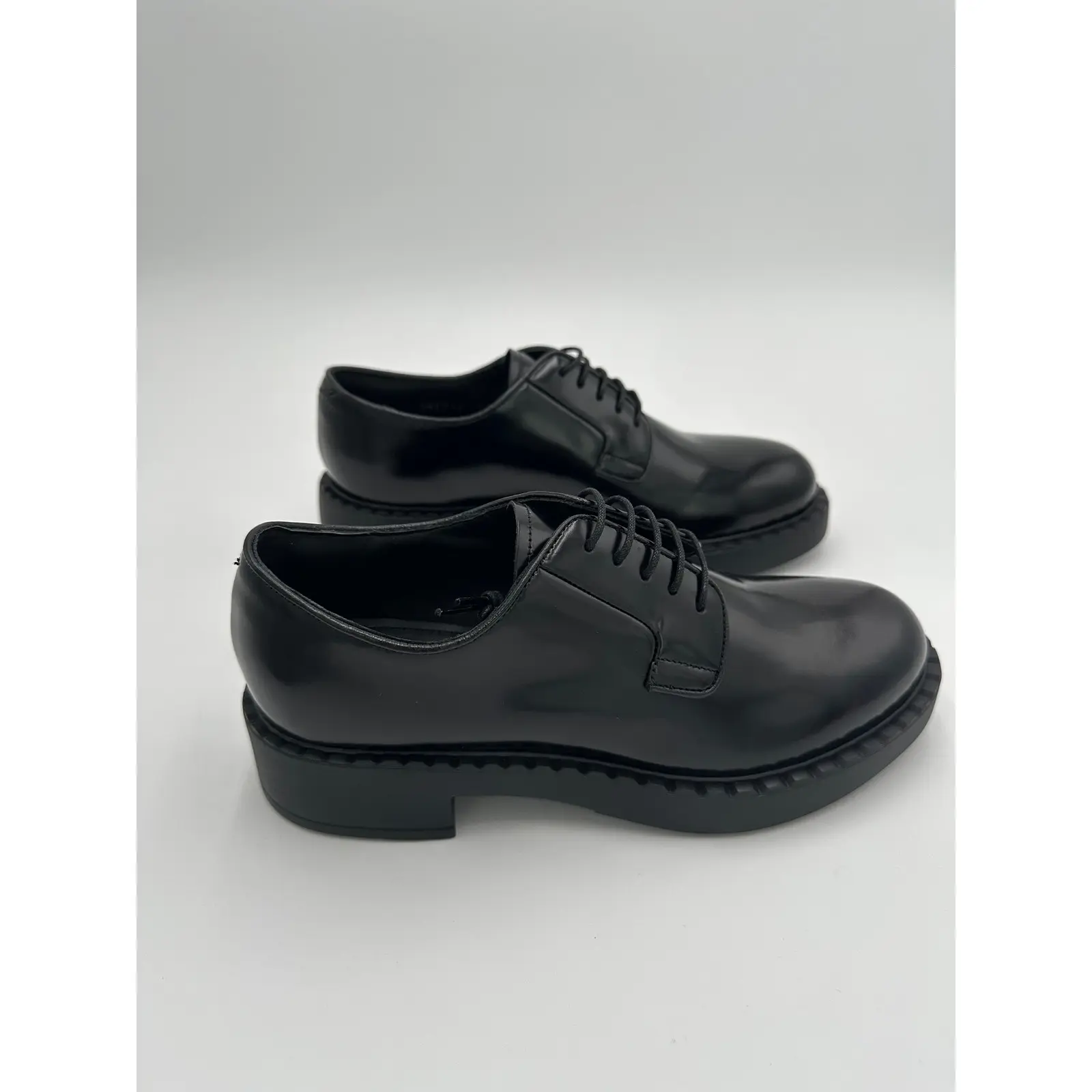 Prada Brushed Leather Derby Shoes #21 Size 7, Rubber, Women
