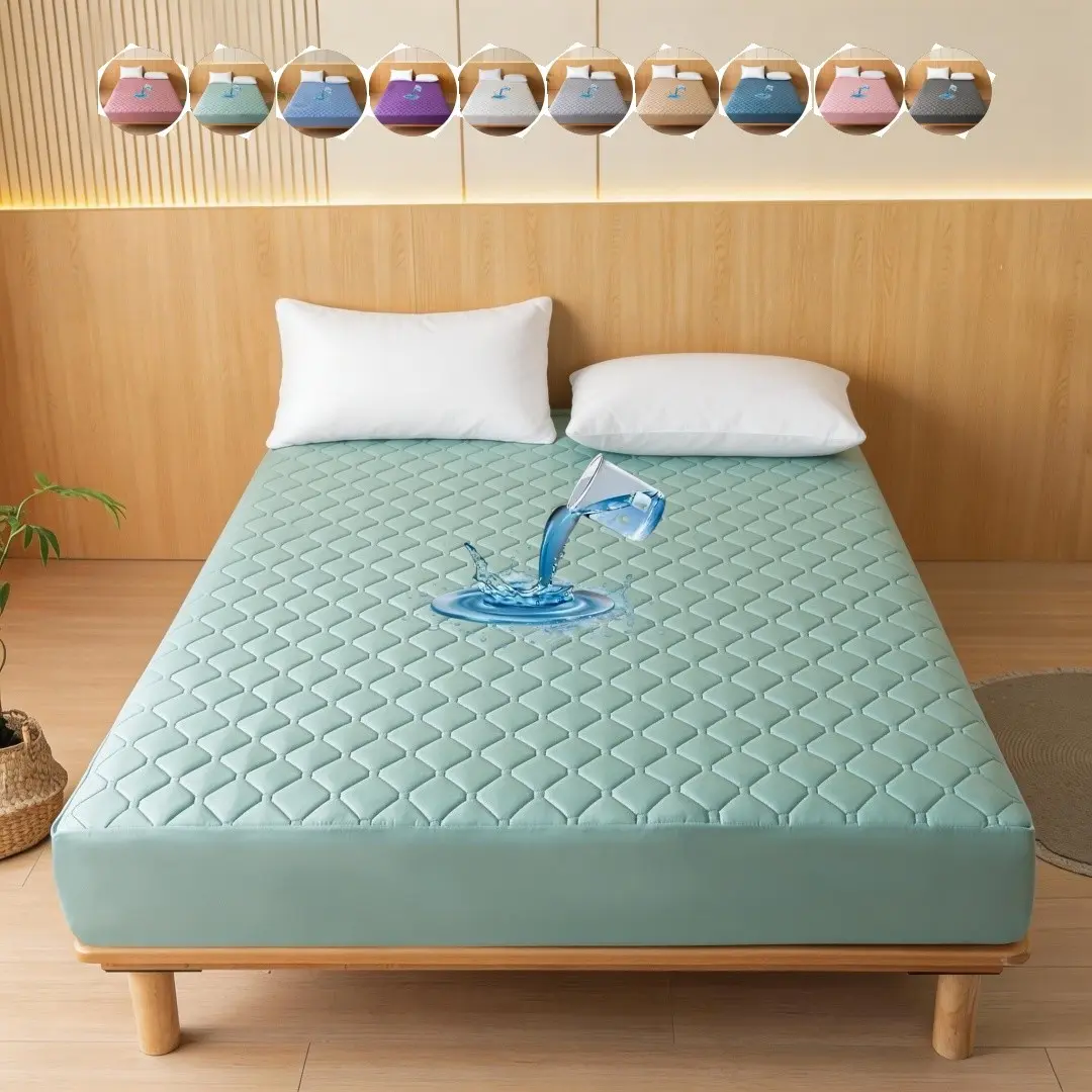 Waterproof Quilted Fitted Sheet, Soft Mattress Protector, No Pillowcase, Washable, Multi-Color, All Season, Bed Cover for Bedroom, Guest Room