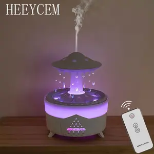 Rain Cloud Humidifier, Water Drop Humidifier with 7 Color Changing Lights, Humidifier Atmosphere Light, Aromatherapy Essential Oil Diffuser, Wooden Remote Control, Three Timing Modes, Automatic Shutoff, Suitable for Bedroom Home, Office