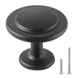 VEVOR Cabinet Knobs, Summervibes,Summervibes, 30 Pack, 1.22 Inch Black Zinc Alloy Drawer Pulls & Door Handles, Mushroom Kitchen Solid Knobs Dresser Handles, Cupboard Hardware with Screws for Bathroom Closet Cabinets Drawers