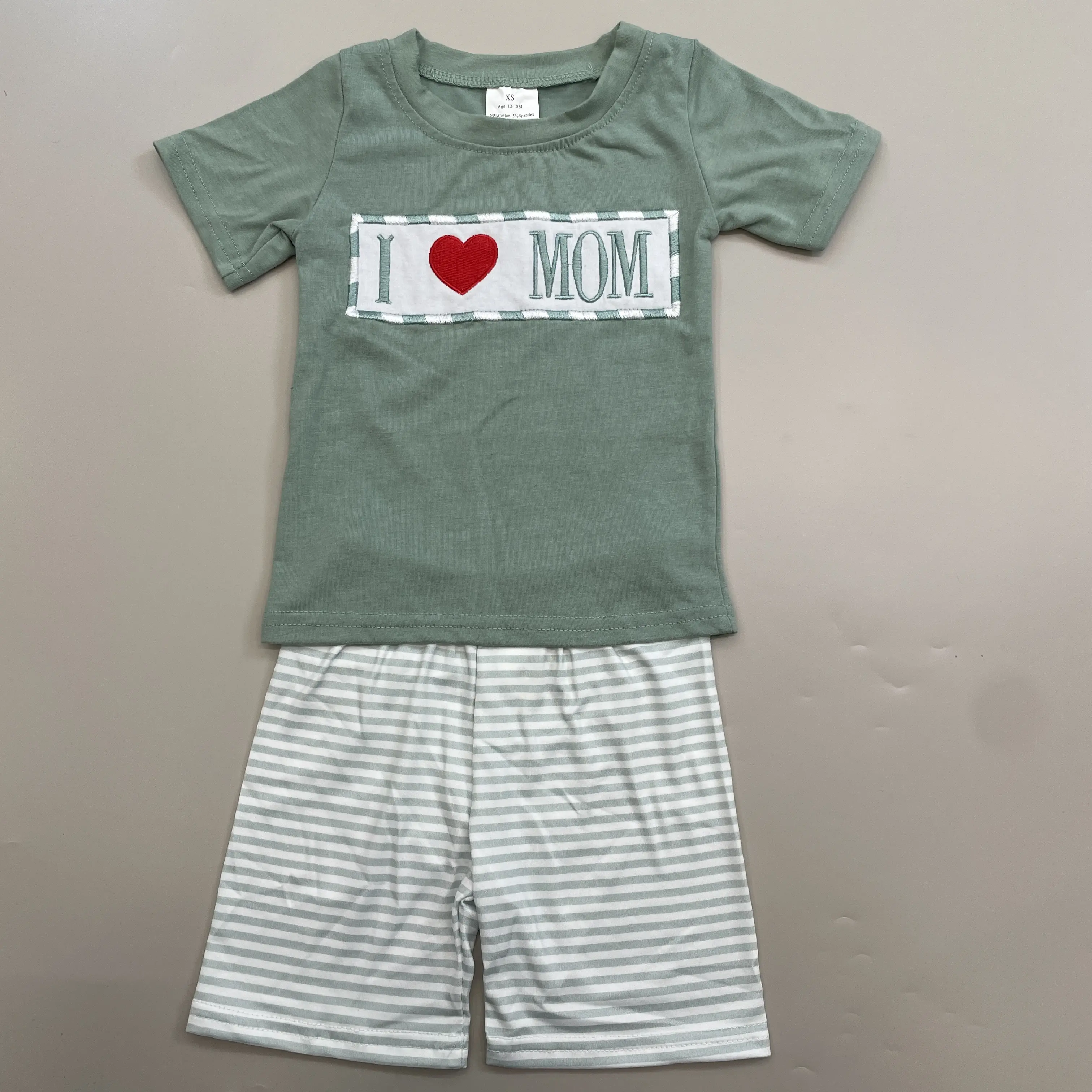 Toddler Boys' Matching Outfit Set, Clothes Kids Summer I Love Mom Graphic Tee and Shorts Set, TTS Cotton Blend All Season Casual Wear