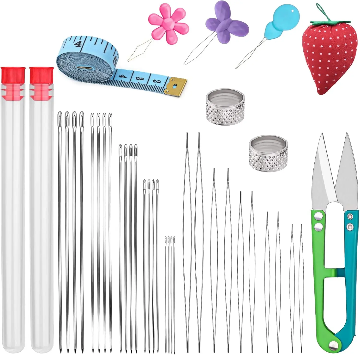 40 Pcs Beading Needles for Jewelry Making Include 20 Pcs Long Straight Beading Needles + 10 Pcs Big Eye Beading