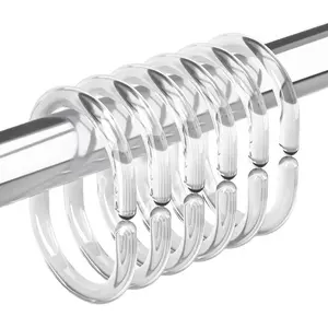 Plastic Shower Curtain Rings, Shower Curtain Hooks, 24 Pcs C Shaped Shower Hooks for Shower Curtain, Clear Shower Curtain Hooks for Bathroom