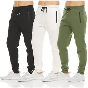 Mens 3 Pack Fleece Active Athletic Workout Jogger Sweatpants for Men with Zipper Pocket and Drawstring Size,Casual Trousers Suitable For Jogging And Outdoors Sports Wear Soft