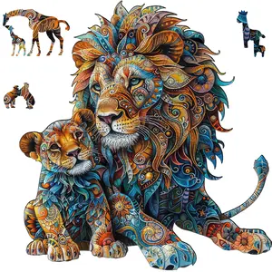 Selected Gifts for Mother's Day Delobil Premium Thick Puzzles for Adults with Puzzle Saver, Unique Adult Jigsaw Puzzles, Brain Teaser Family Game Gift, Leisure Time Fun Challenge & Stress Relief-Lion Family-200pcs