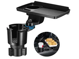 Car Cup Holder Expander with 360°Rotation Tray for Travel Road Essentials Accessories