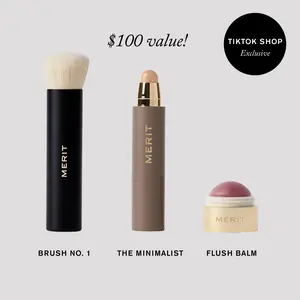 MERIT The Complexion Set - The Minimalist Complexion Stick, Cream Tint Blush, & Blending Brush