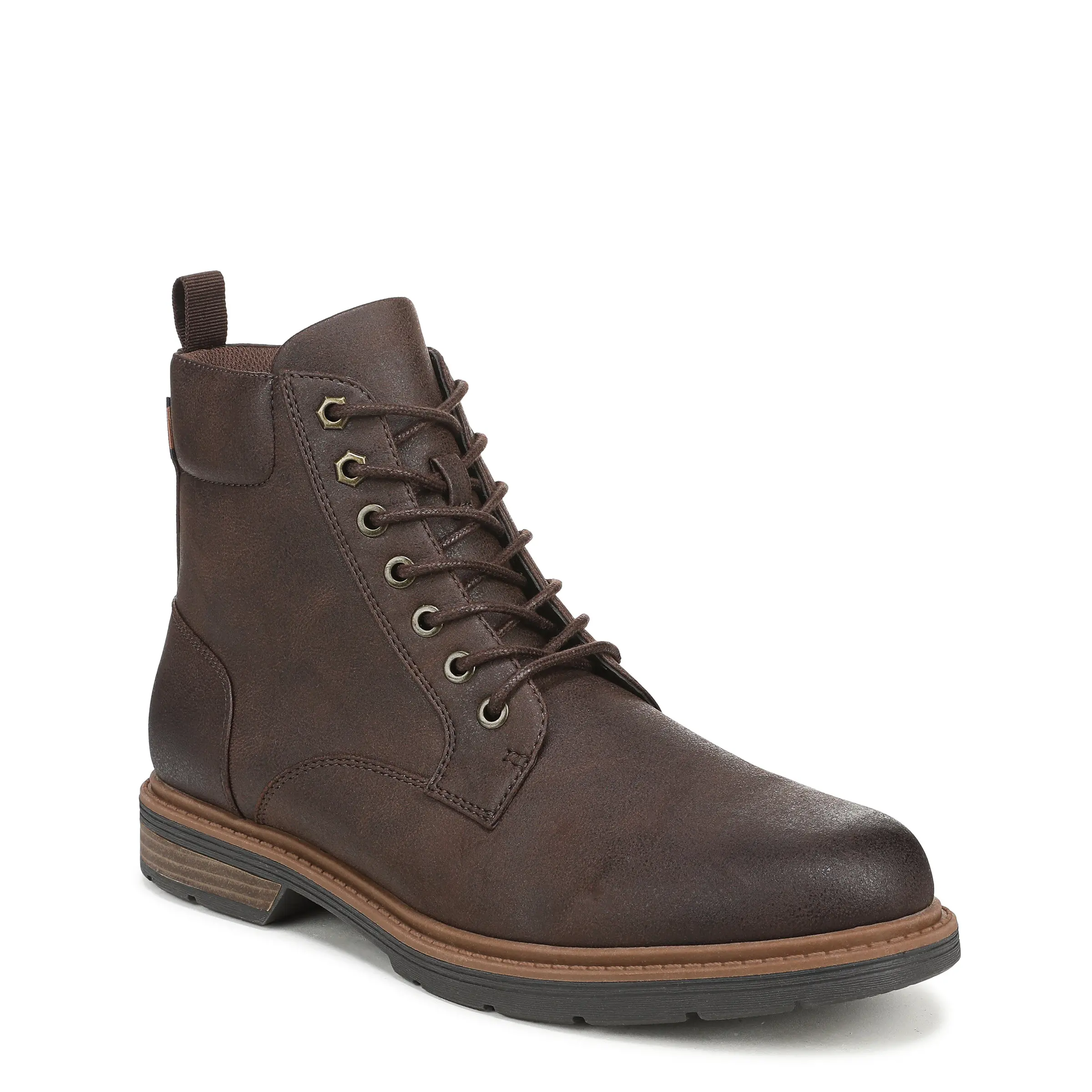Dr. Scholl's Shoes Men's August Oxford Boot in Minimalist Faux Leather, Flexible Lace-Up with Side Zipper and Cushioned Plant-Based Foam, Laces, Fabric, 15% Cushy Plant-Based Bloom® Foam, Casual, Eco-Conscious